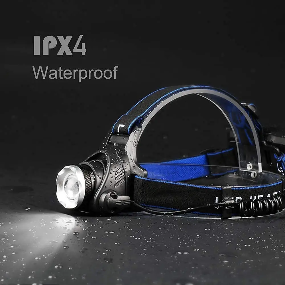 800 Meters Strong light  5LED Sensor Headlight zoom Camping Headlamp Flashlight Powerful waterproof outdoor Night Fishing 18650