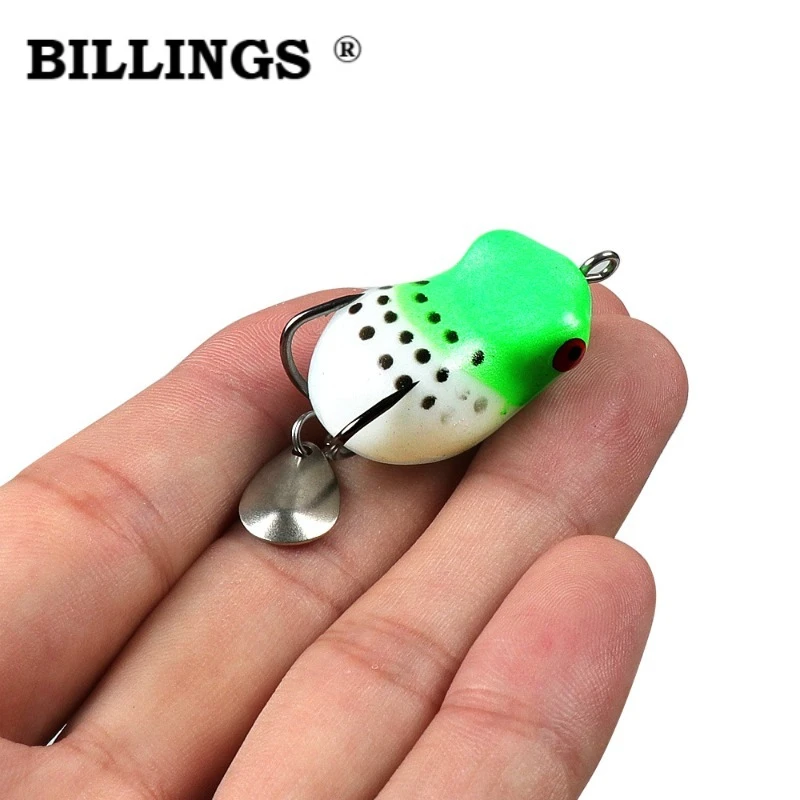 BILLINGS 1pc Thunder Frog 3CM 4.2g Crazy Fox Spinner Rabbit Frog Modified Floating Lure for Black Bass—Biomimetic Frog Soft Lure