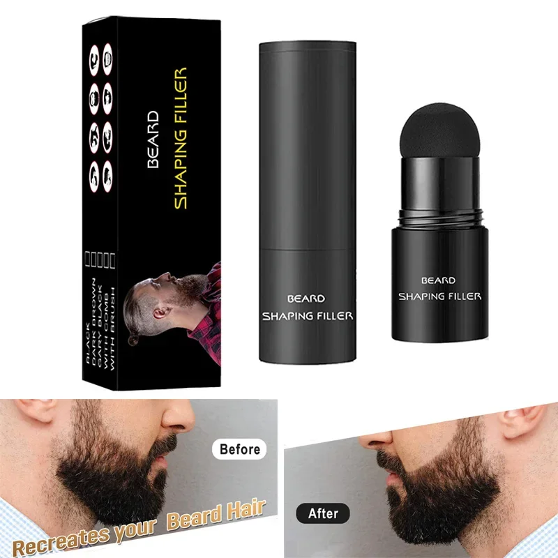 Bâton de remplissage de barbe imperméable pour hommes, stylo saillant de réparation avec brosse, remplissage plus complet, rehausseur de moustache, poudre de barbe