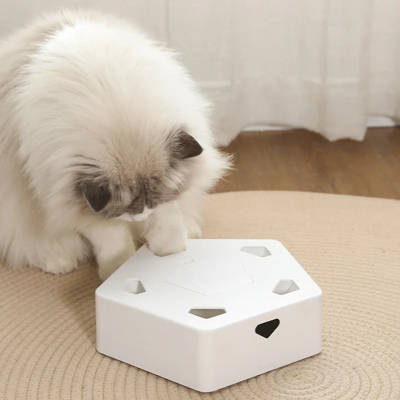 

Cat Supplies Electric Cat Toys Smart Automatic 5 Holes Toy Box USB Rechargeable with Moving Feathers Toys for Cats