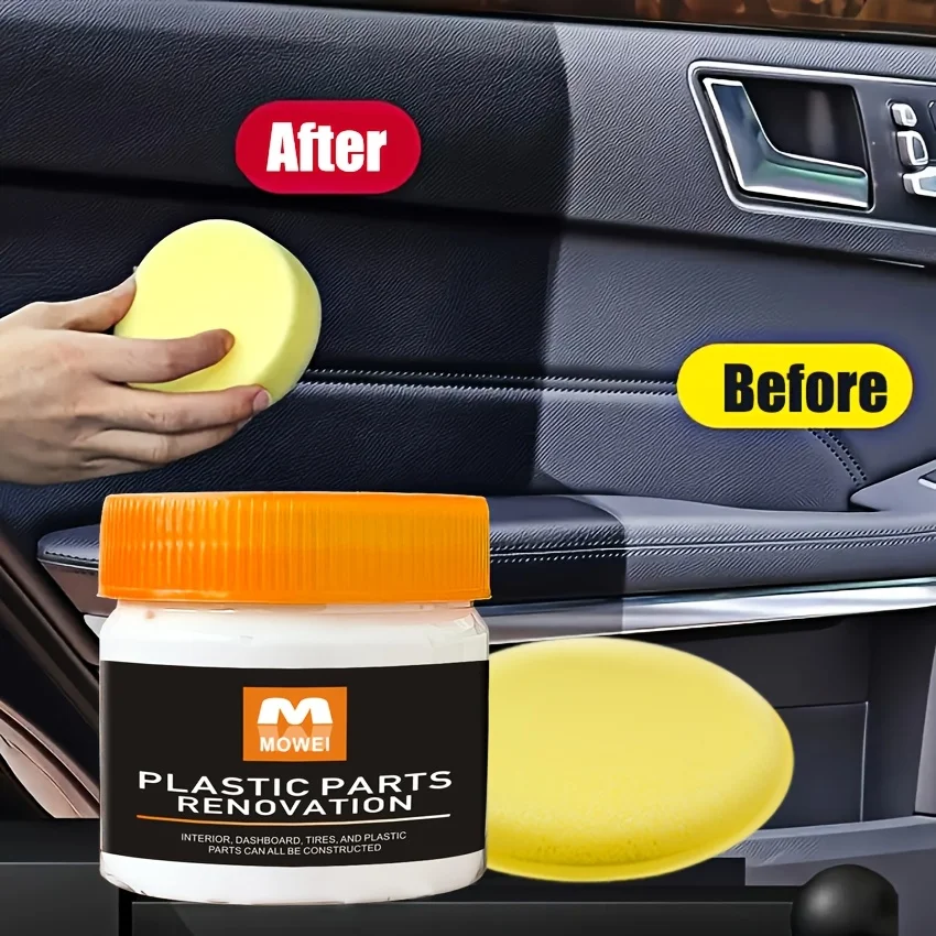 Car Interior Plastic Restorer - Auto Panel Renewal Wax for Dashboard, Tires, and Plastic Parts, Restores Clarity and Shine