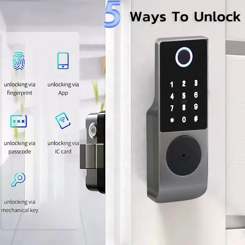 Enrique Tuya Waterproof Outdoor Gate IP65 Smart Rim Lock Digital Wifi Fingerprint Keyless Entry Door Lock Biometric Finger Print