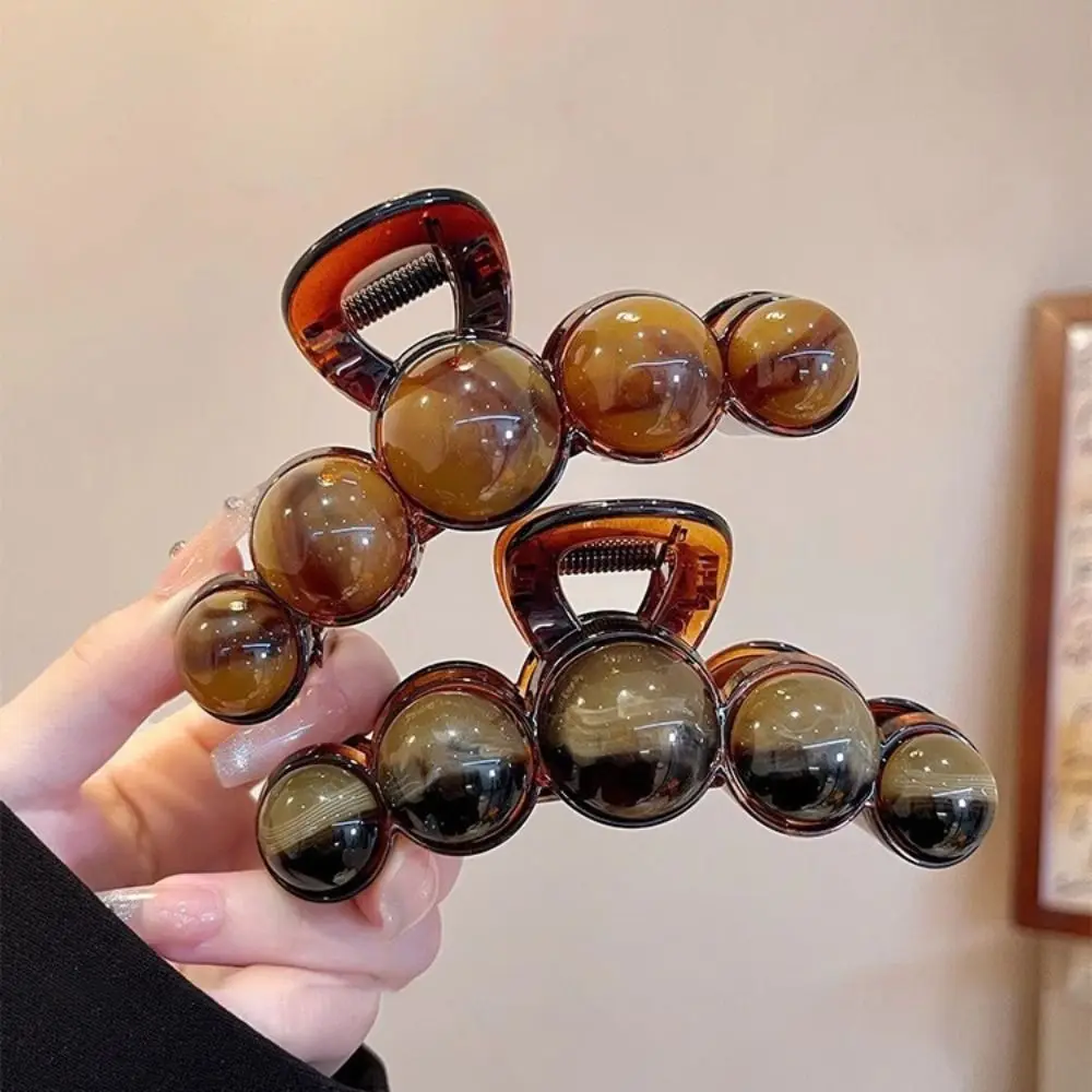 

Fashion Gradient Beaded Hair Claw Retro 11cm Hair Clip Geometric Plastic Hairpin Daily Use