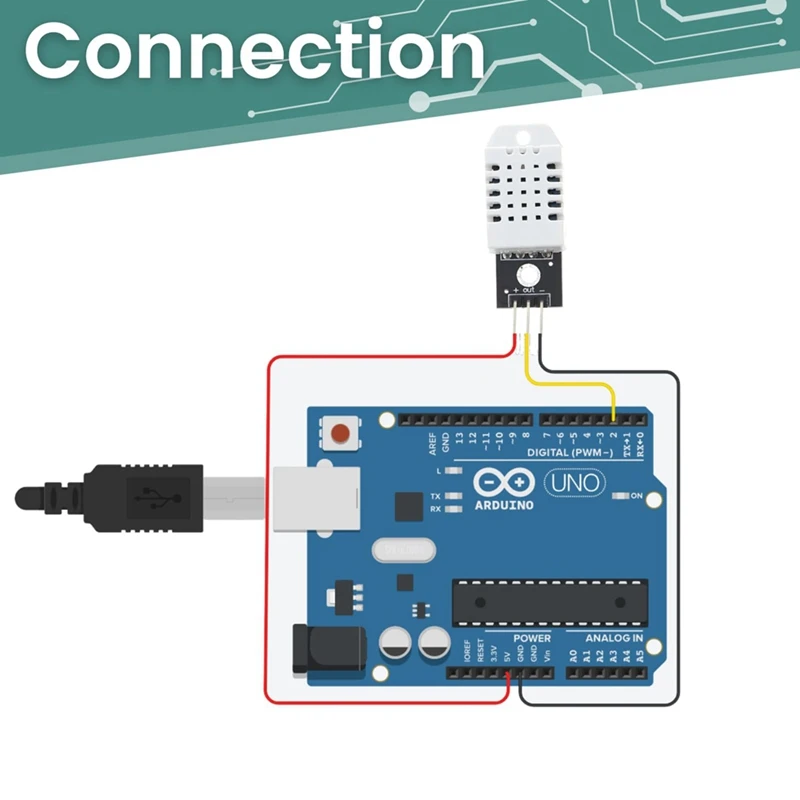 Arduino用の温度および湿度センサー,接続ケーブルを含む,耐久性,5個