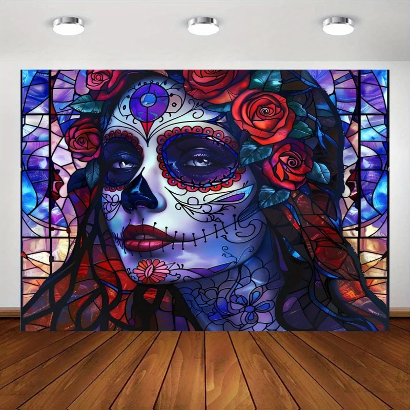 

VIKAMA Day of the Dead Sugar Skull Tapestry American Retro Gothic Style Bedroom Atmosphere Room Decoration Home Decoration
