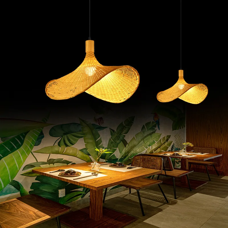 Handmade Retro Simple Creative Design Hanging Lamp Wicker Rattan Bamboo Lighting Chandeliers & Pendant Lights Eco Friendly Lamp