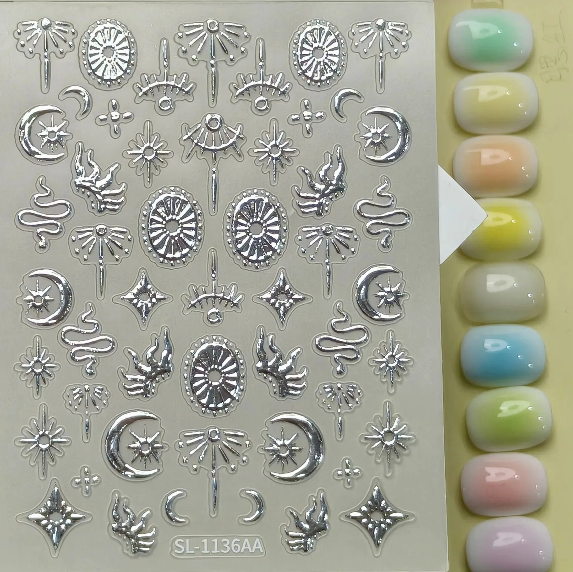 Retro Gold Foil Embossed Nail Stickers Waterproof Gilded Star Moon Snake Sun DIY Manicure Nail Art Decor Ornaments