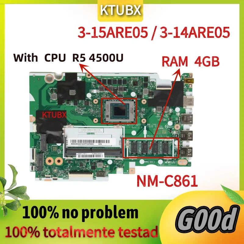 NM-C861.For Lenovo IdeaPad 3-15ARE05/3-14ARE05/IdeaPad 3-17ARE05 Laptop Motherboard.With R5-4500U AMD CPU.4G RAM.100% test work