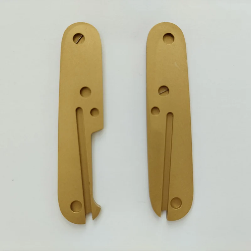 1Pair Brass Material Plane Pattern Knife Handle Scale Patches For 91MM Victorinox Swiss Army Knives WIth Toothpick Tweezer Slots