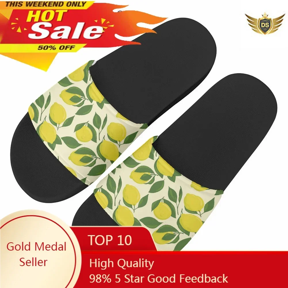 

Lemon Design Women's Fashion Home Slippers Hotel/Home Anti-slip Slipper Beach Flat Shoes Ladies New Flip Flops Brand Sandals