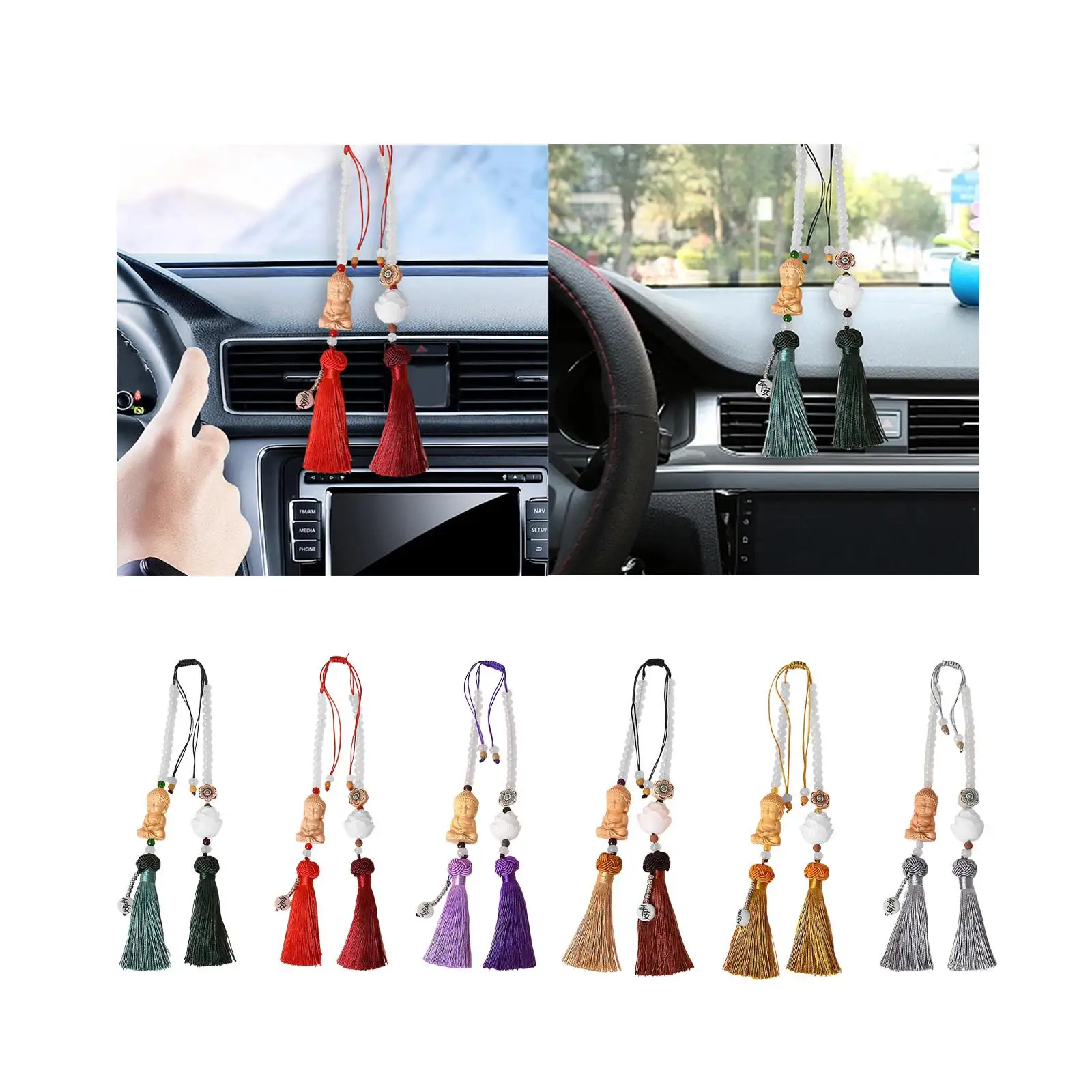 Accesorios colgantes para espejo retrovisor, encanto de coche para mujeres seguras y de la suerte