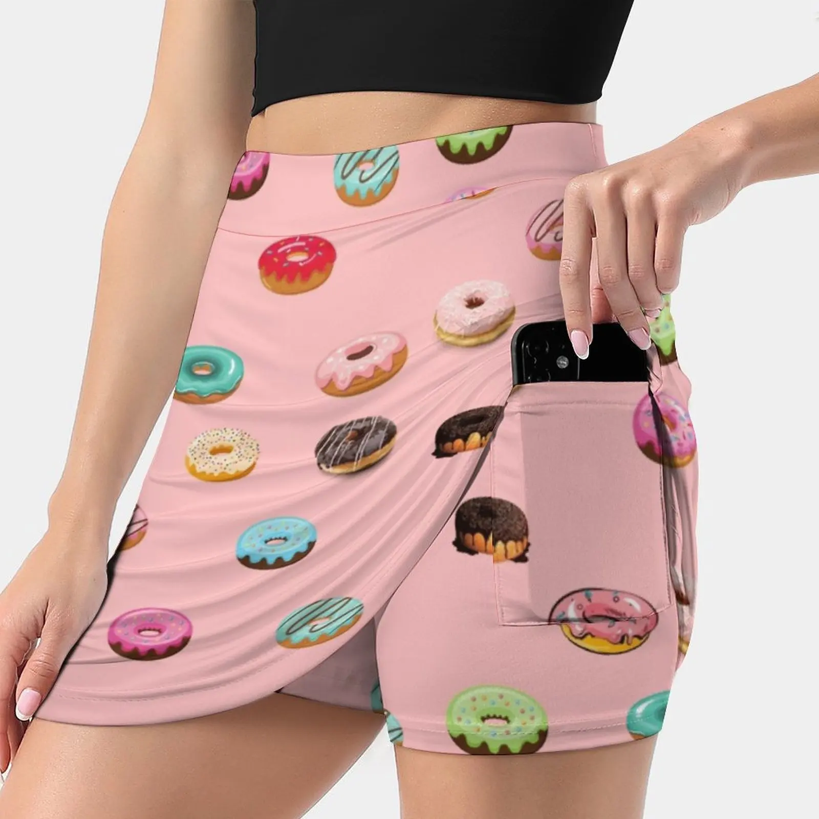 

Donut Packs New Women Skirts Double-Layer Printed Short Dress Mini Sport Skirt Doughnut Donuts Sprinkles Pastry Donut Lover