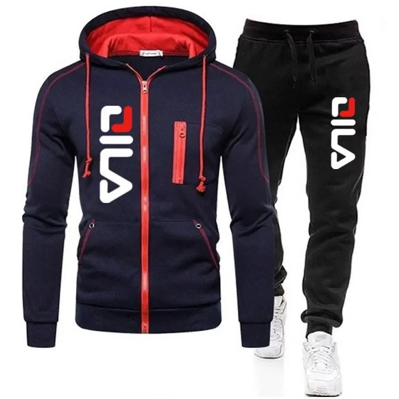 2024 autumn and winter new men's zipper jacket, hooded pullover, sports pants, sports casual jogging sportswear, men's street we