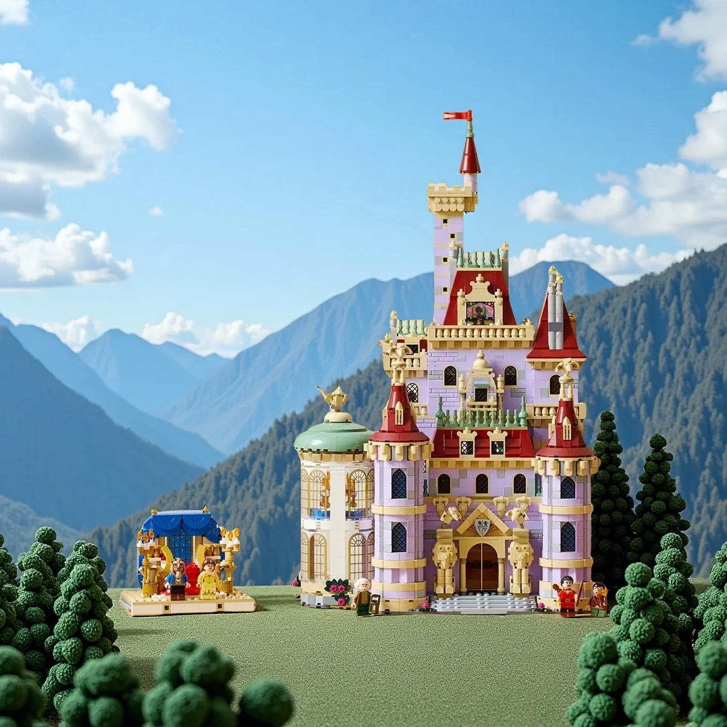 Zestaw DIY z 2916 elementami, model zamku Pięknej i Bestii z 2025 roku, idealny na prezenty urodzinowe i zabawki.