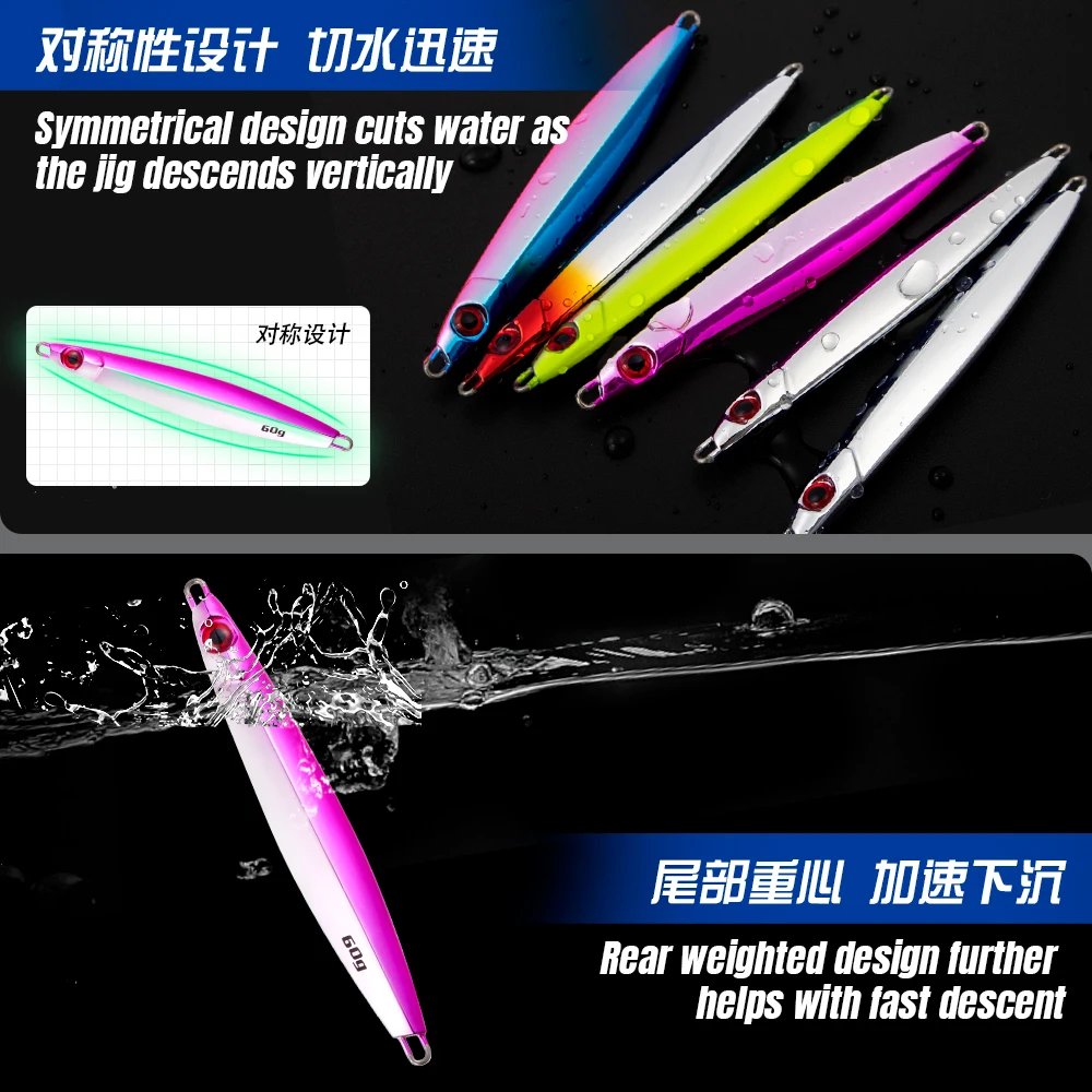 CASTFUN Electroplated Metal Jigs 40g 60g 80g 100g Sea Artificial Fishing Lures Vertical Metal Jig Bait