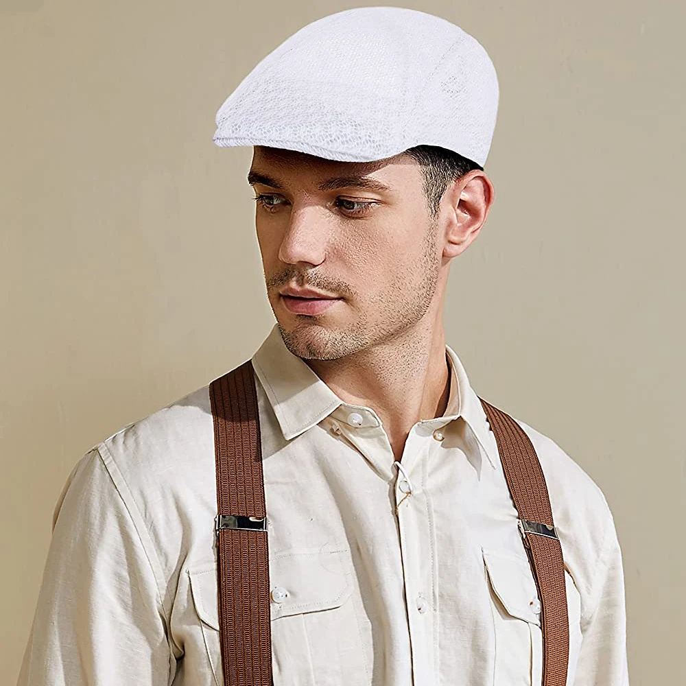 Summer Breathable Berets Men Soft Cotton and linen Hat Windproof Street Newsboy Beret Hat Retro England Hats Peaked Painter Caps