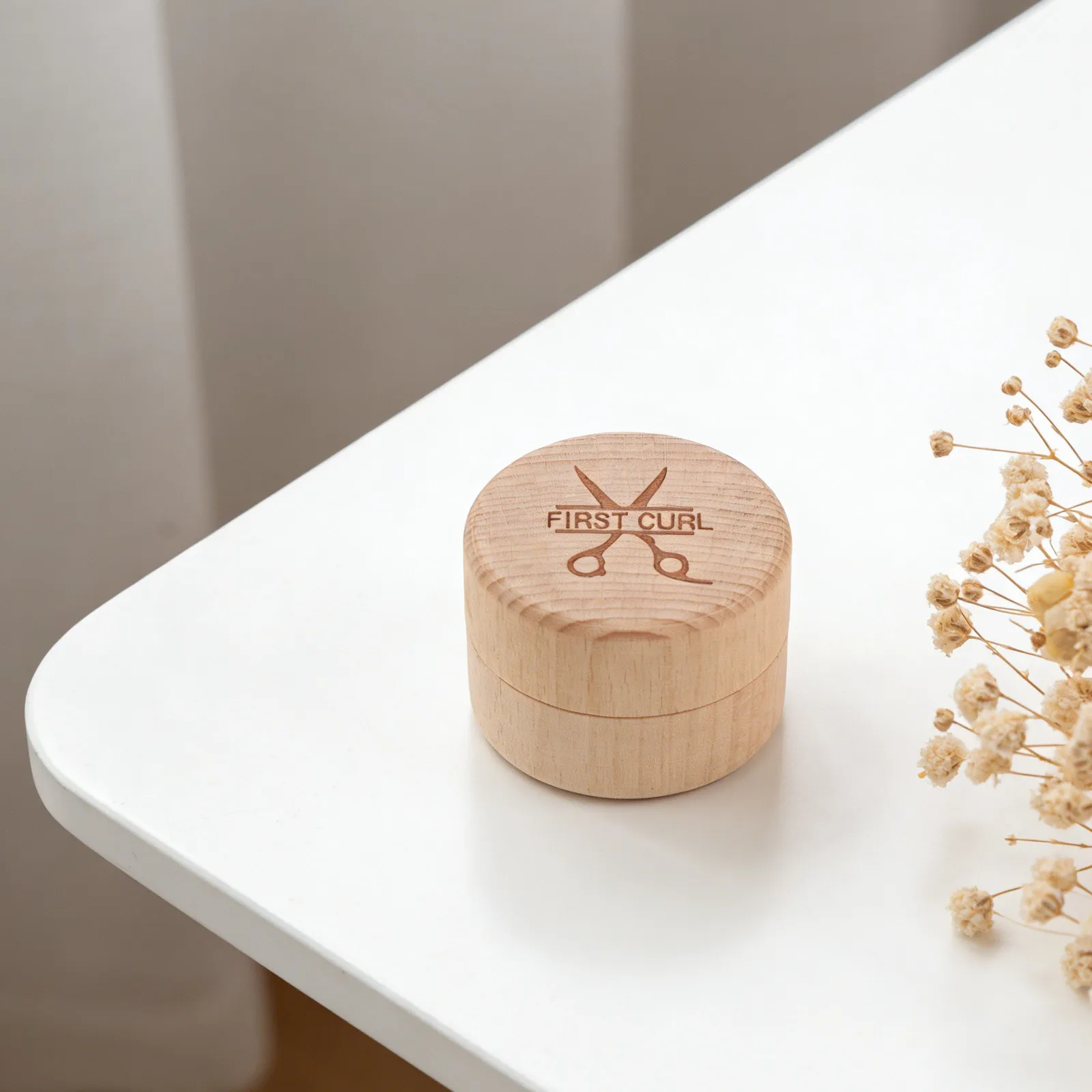 Baby First Hair Keepsake Box Wooden Curl Storage Container Newborn Toddler Childhood Memory Shower Christening Present