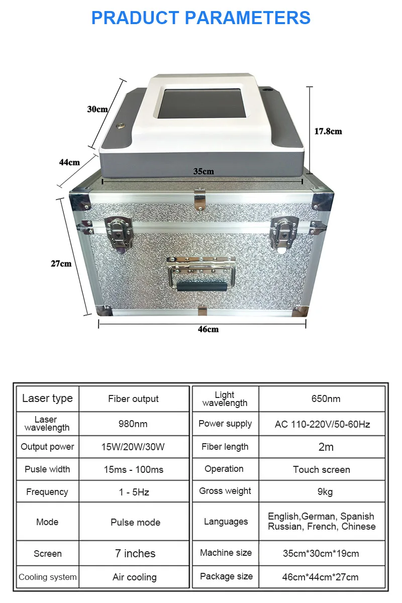 5 in 1 980nm Diode Laser Vessel Removal Machine to Remove Spider Veins 980 Vessels to Remove Nail Fungus Remove Red Blood