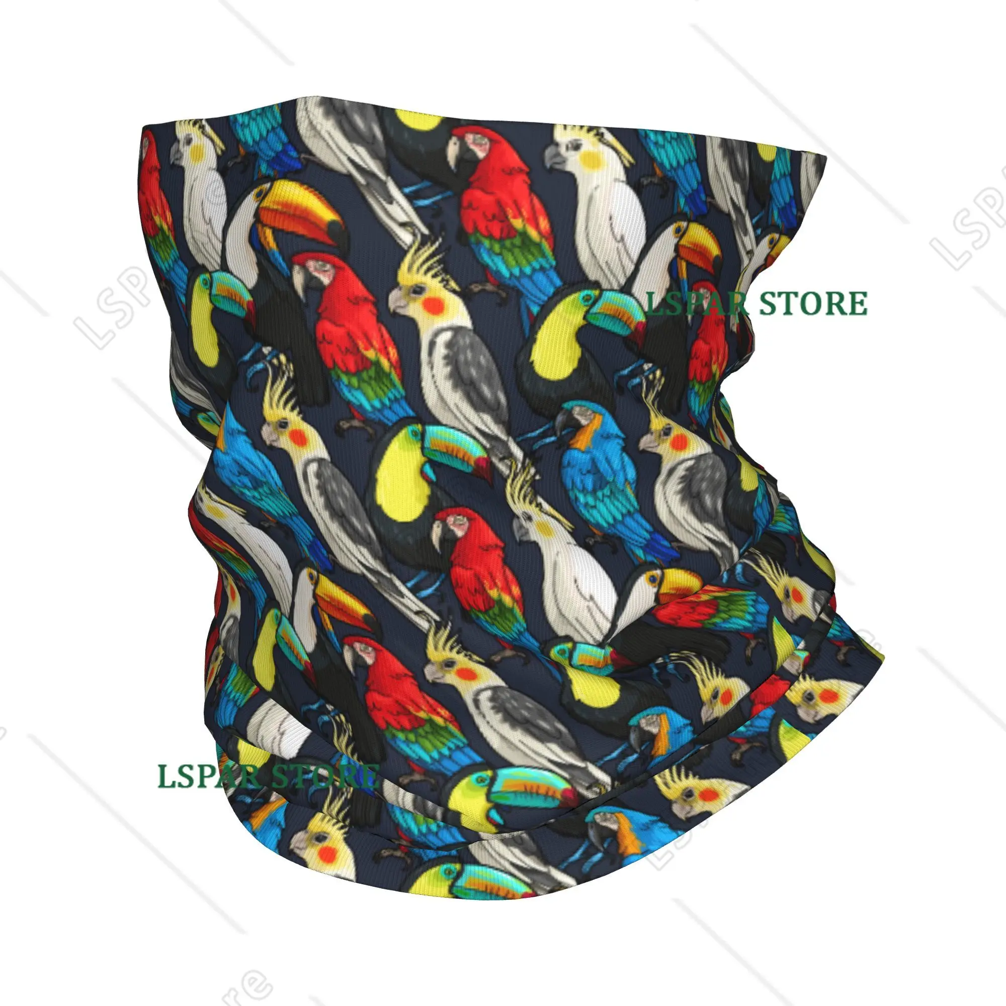 

Бандана с изображением тропических птиц, белый шарф, многофункциональный головной убор для рыбалки, унисекс, для взрослых, зимний