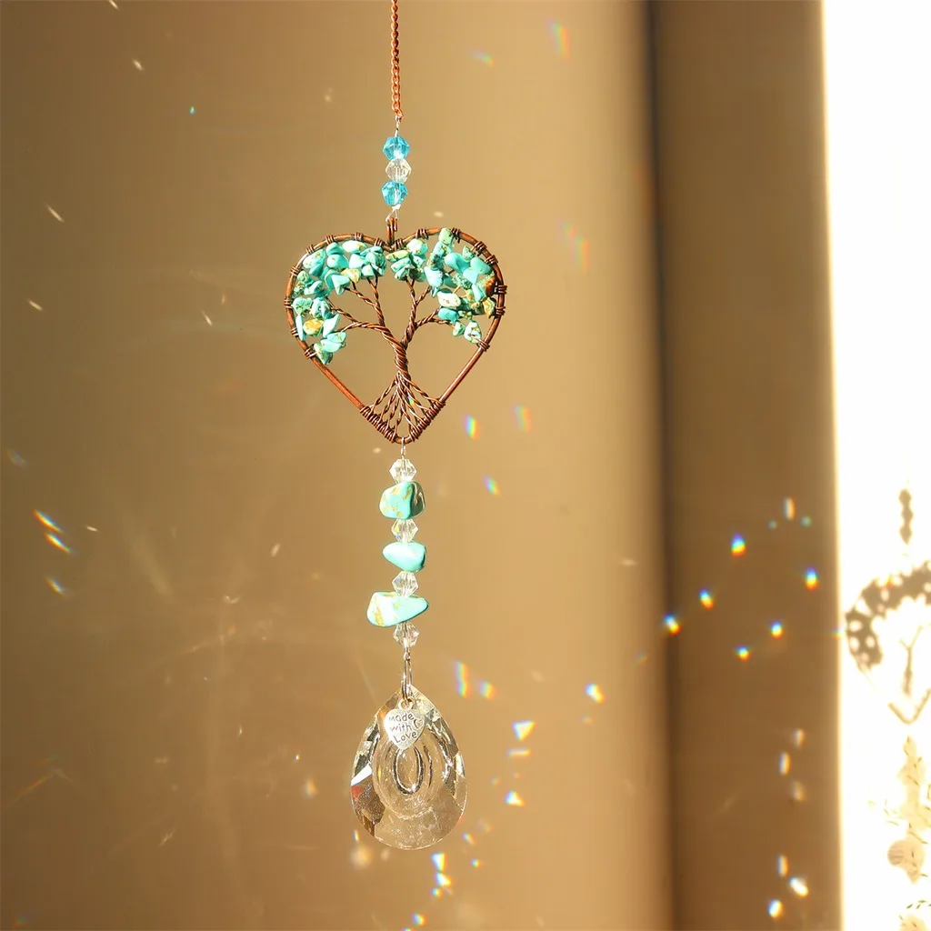 Suncatcher Rustic Crystal Chip Hanging Ornament Hanging Decor Natural Window Hanging Decoration For Bedroom Garden Living Room