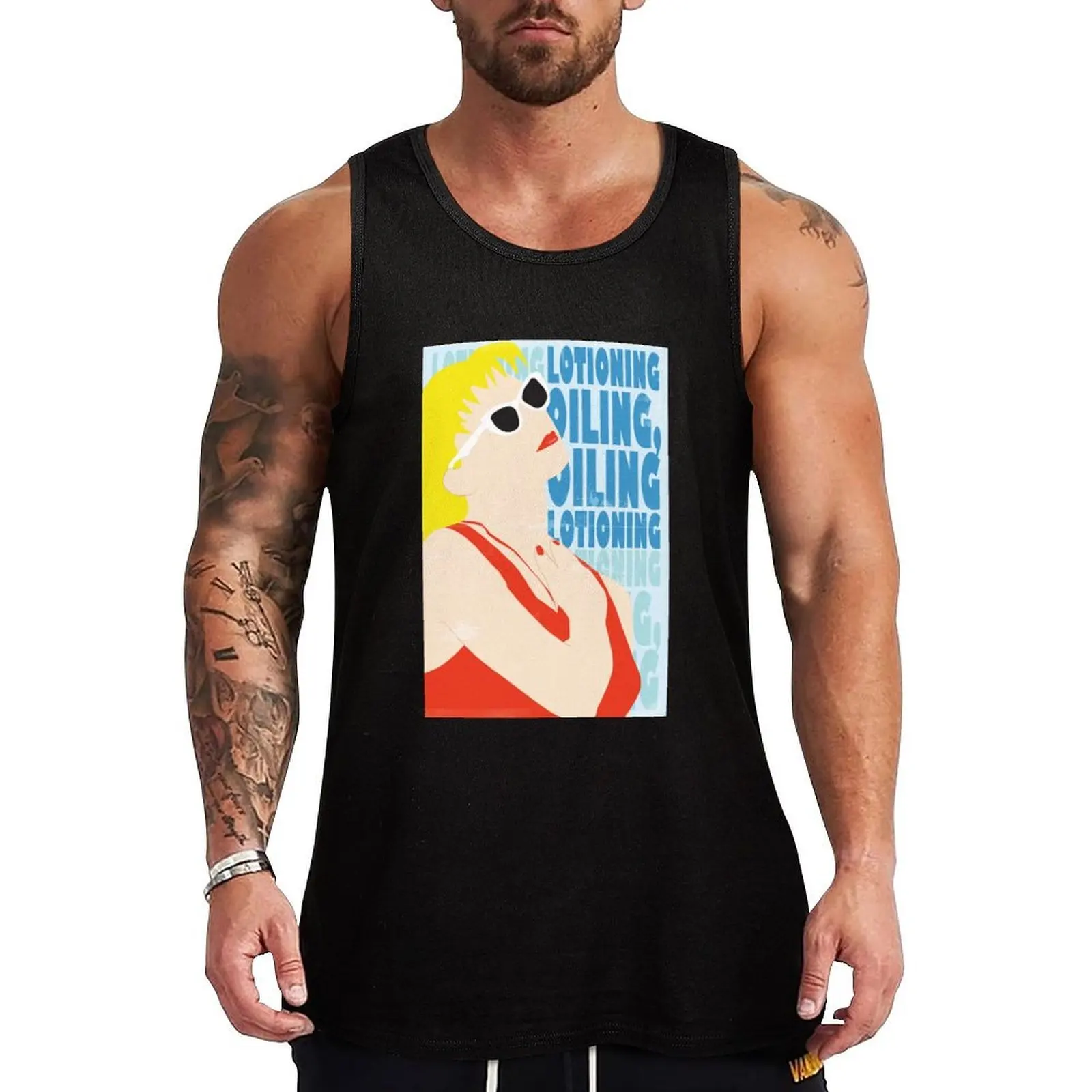 

Oiling and Lotioning Tank Top Street Print Tank Top Casual Graphic Sleeveless Tee