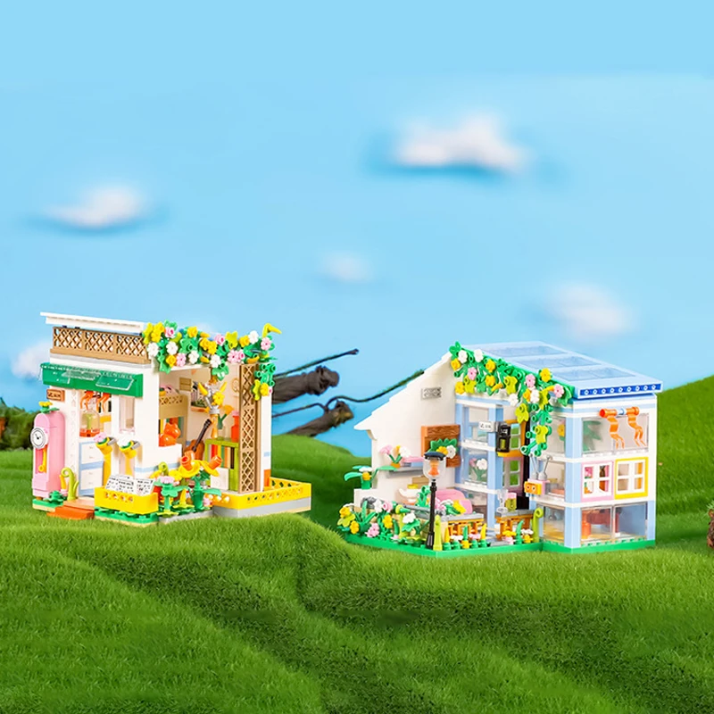 Miniature Diamond Particles Fairy Tale Town Assembled Building Blocks DIY Small Particles Street View Building Blocks Toys