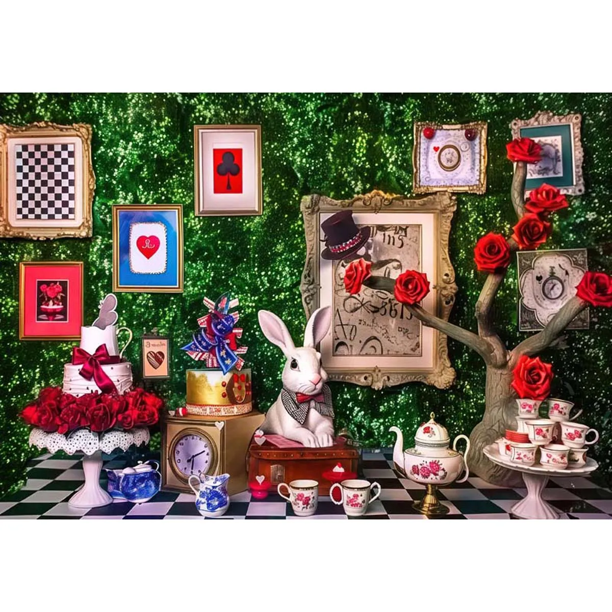 

Allenjoy Wonderland Tea Party Cake Smash Backdrop