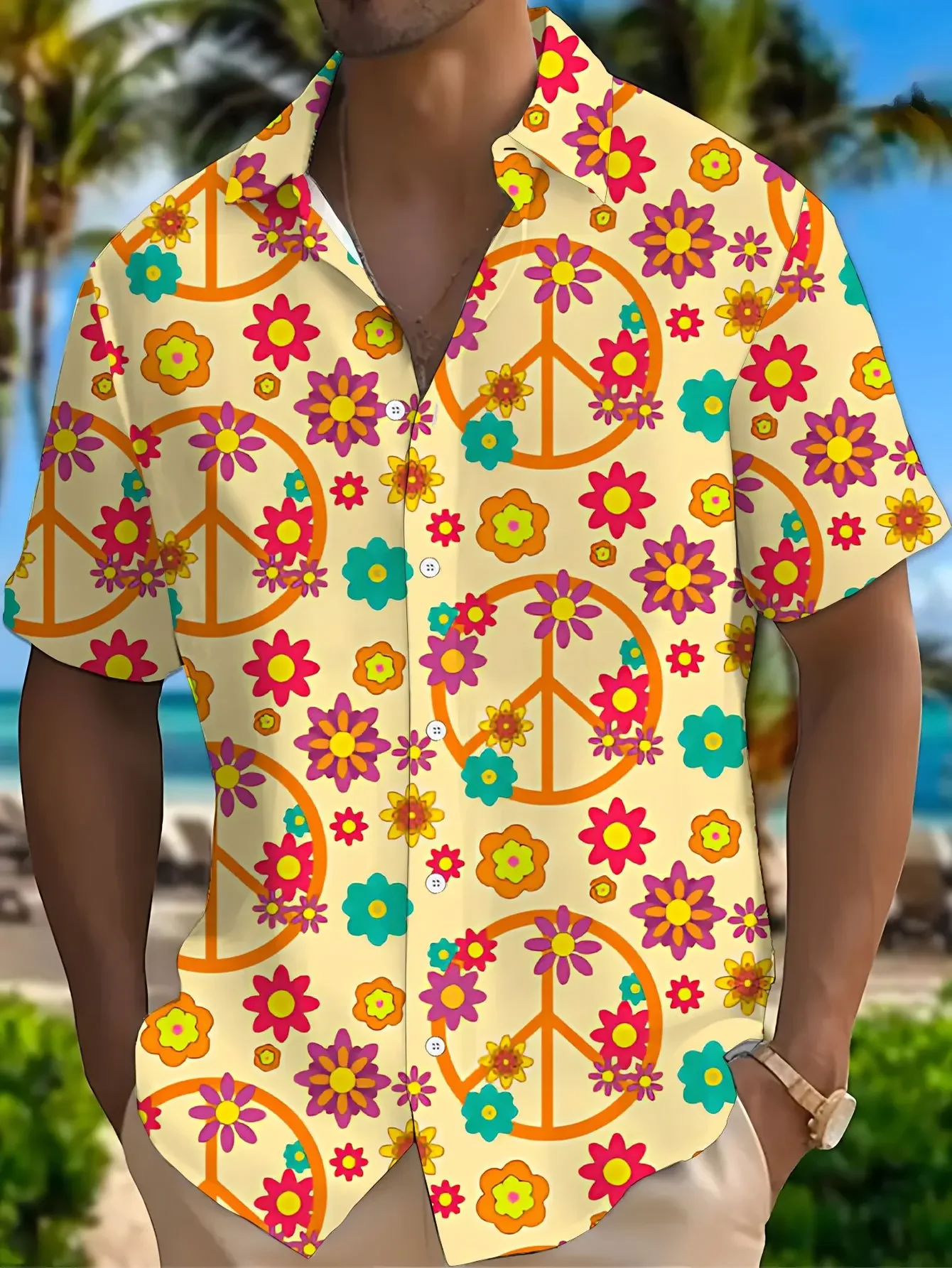

Men's Summer Beach Party ShirtMan Women Short Sleeve Hawaiian Casual Fashion Print Lightweight Breathable Tops