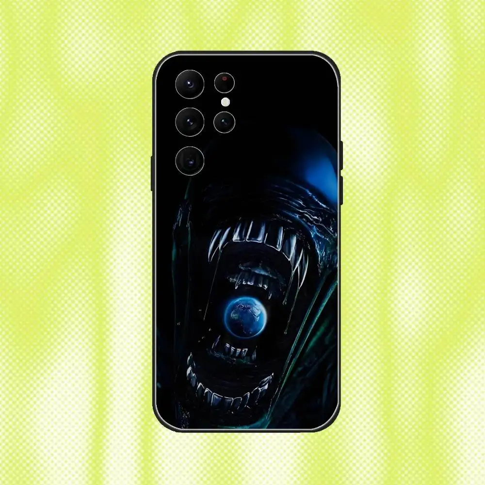 Casing Ponsel Alien Earth 2025 untuk Samsung S 25,24,23,22,30,21,10,9,Ultra,Plus,Lite,FE,4,5G Casing Lembut Hitam