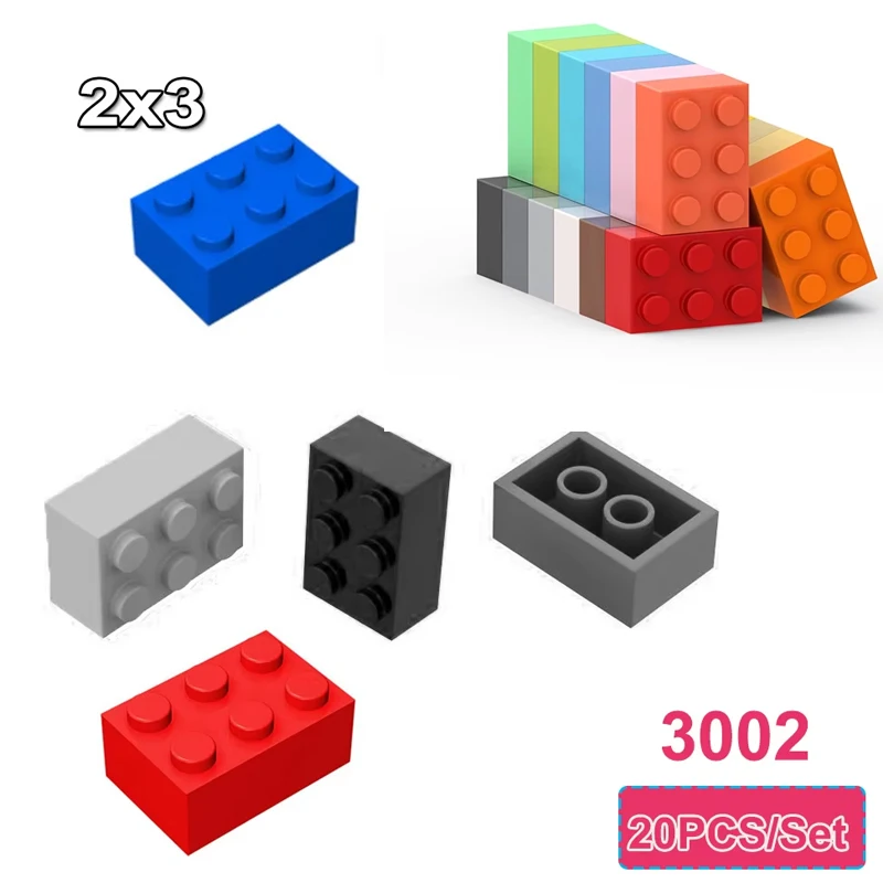 

20 шт. 2x3 толстые маленькие кирпичи, красочные, объемные, креативные, собранные MOC 3002, образование, сделай сам, технология, строительные блоки, игрушки, аксессуары