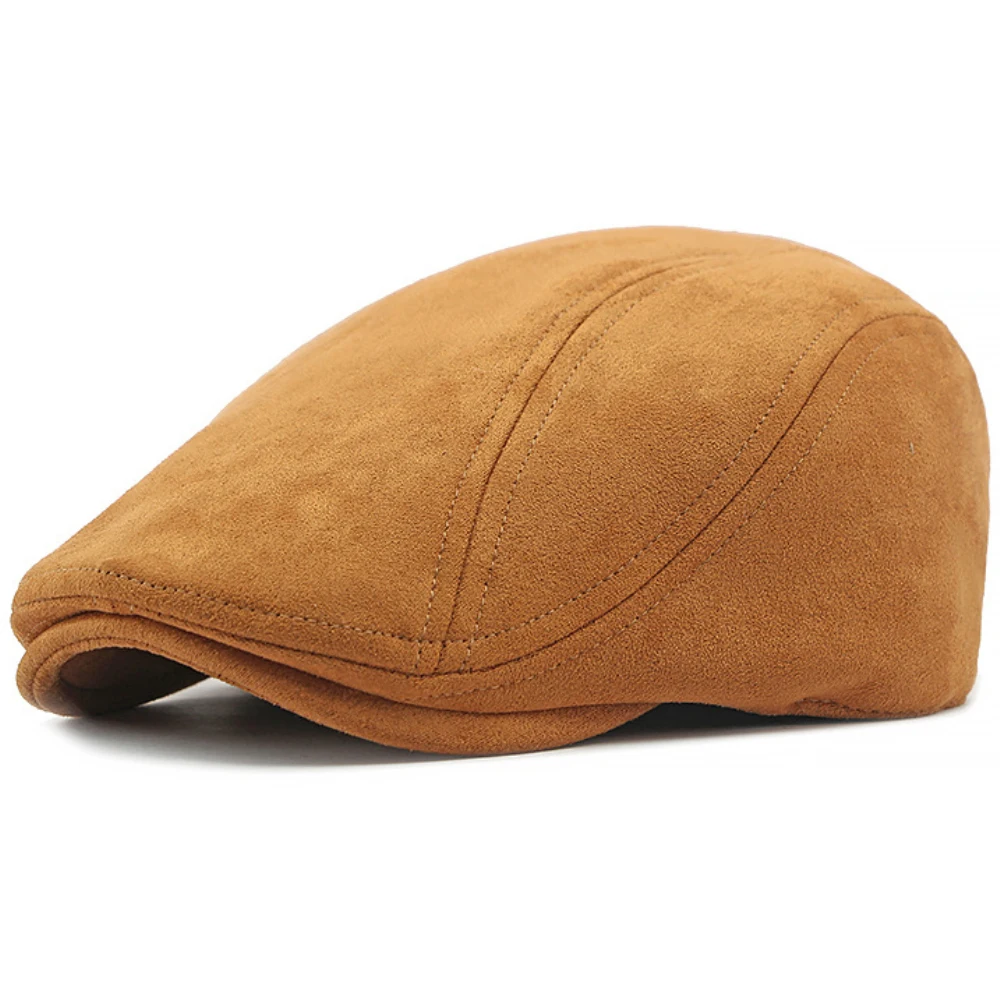 MZ4344 القبعات الصلبة عادي الجلد المدبوغ قبعة البيريه ربيع الخريف الشتاء قبعات للرجال النساء الذكور الإناث اللبلاب قبعة مسطحة قابل للتعديل قبعات البيريه