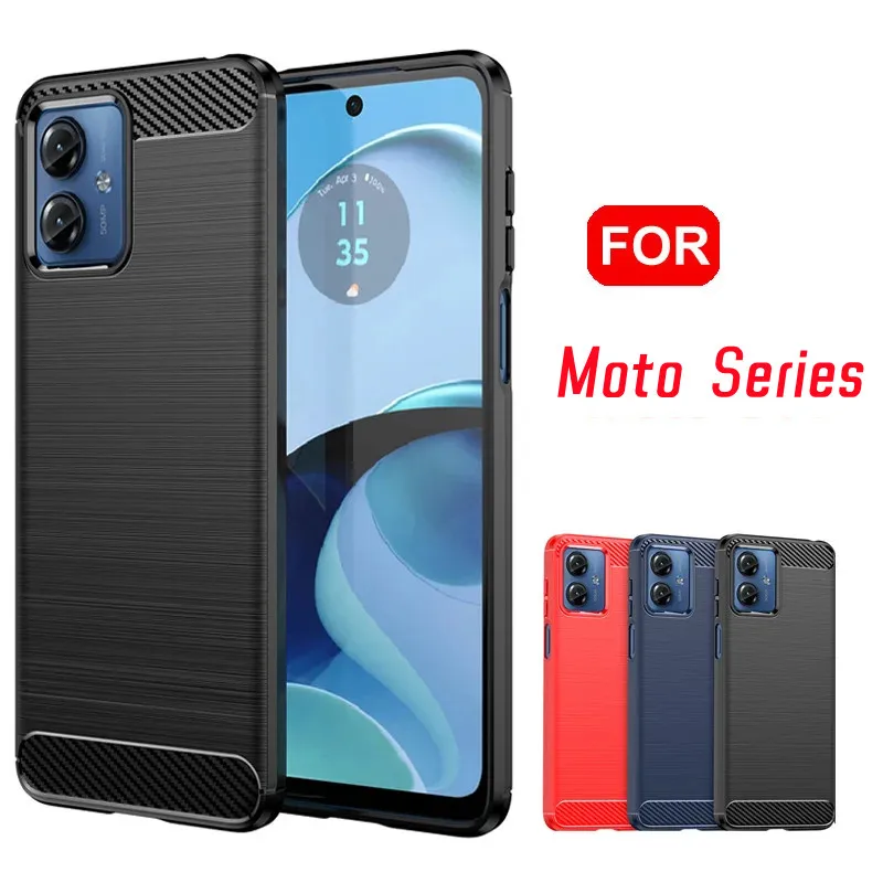 Carbon Fiber Texture TPU Case for Motorola Moto G04 G24 G14 G34 G54 G84 Protective Cover Shockproof Funda Coque