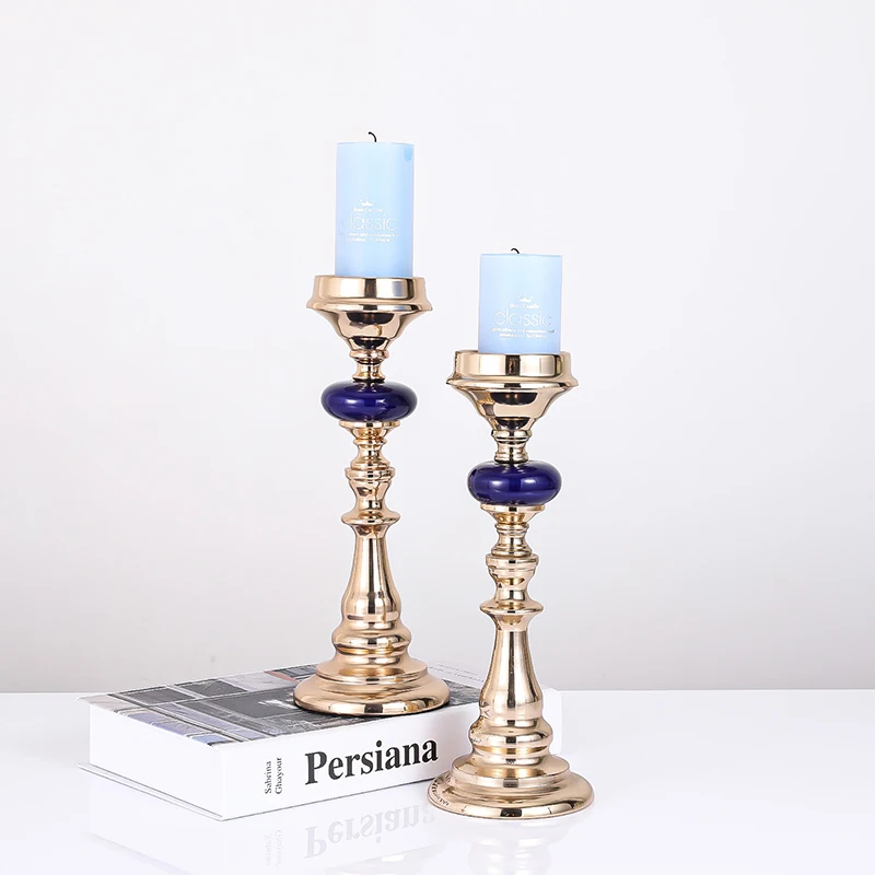 

PEANDIM Gold Metal Candle Holders Wedding Party Table Romantic Candlelight Dinner Ornaments Nordic Home Decor Candle Stand