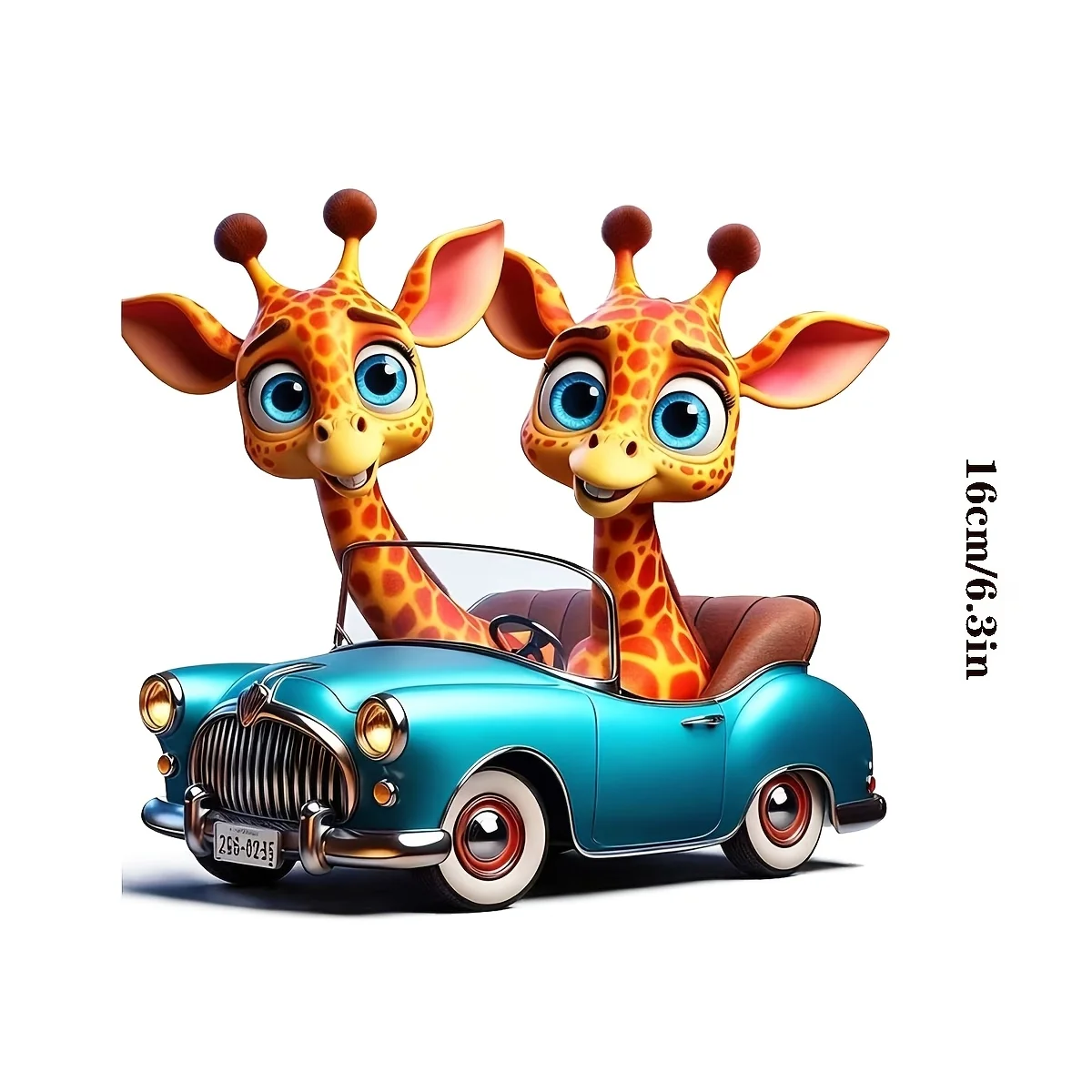 2D Flat Cute Giraffes Driving Car Vinyl Sticker, Decor for Car Truck Motorcycle Window Wall Glass Metal Ceramic, Holiday Gift