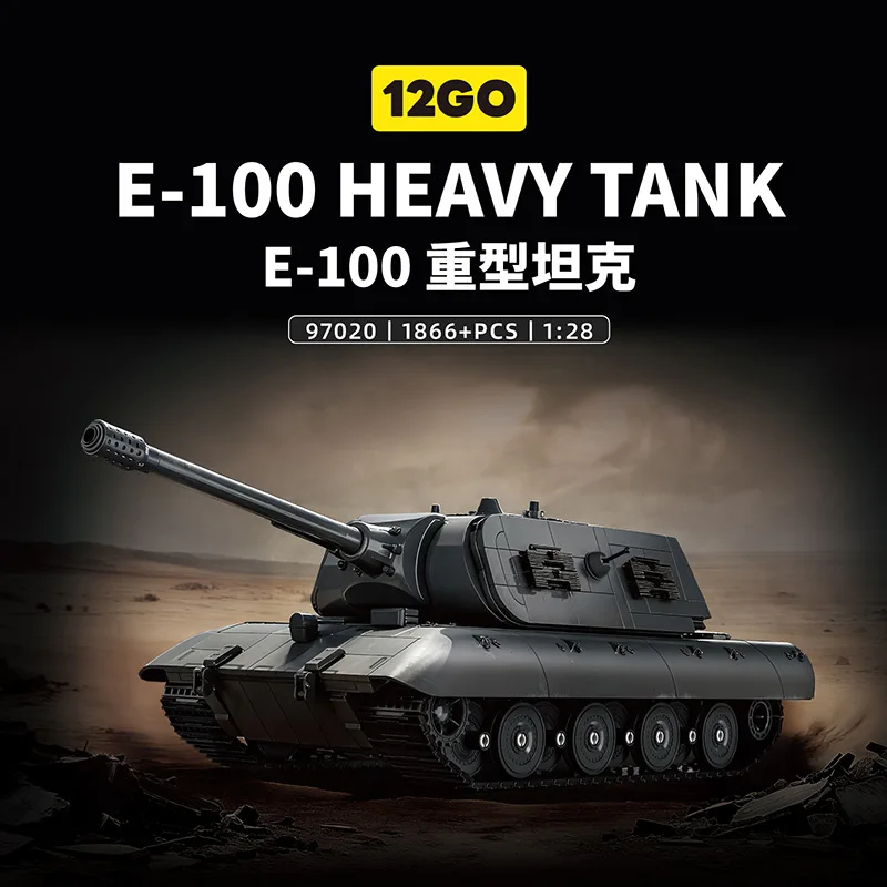 

New 97020 1866pcs MOC Ww2 Military E100 Heavy Tank Maus Turret Version Building Blocks Bricks Toys for Boys Birthday Gift Set