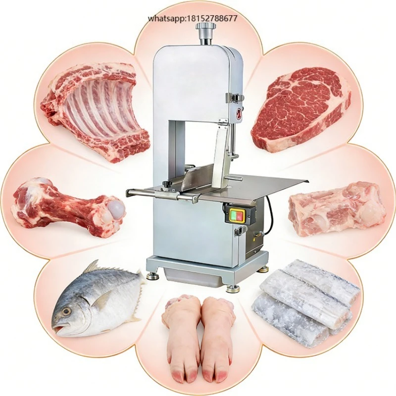 Frozen Food Factory Thickness Control Saw 0-126mm Adjustable Precision Meat Cutter Steel Cutting Machine Restaurant Use