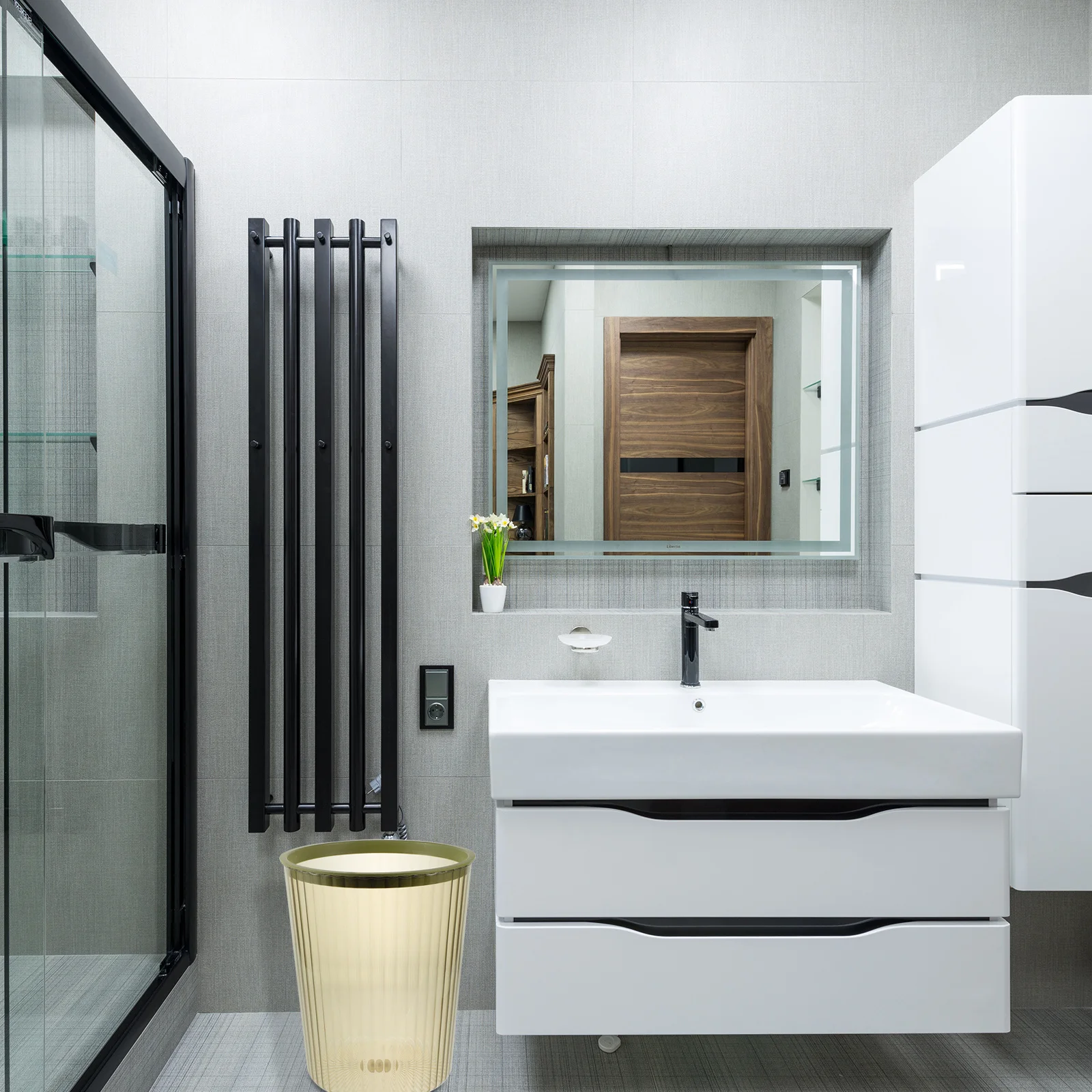 

Large Pet Clear Garbage Bin Durable Plastic Trash Can for Bedroom Kitchen Office Bathroom Waste Container Bedroom Trashcan