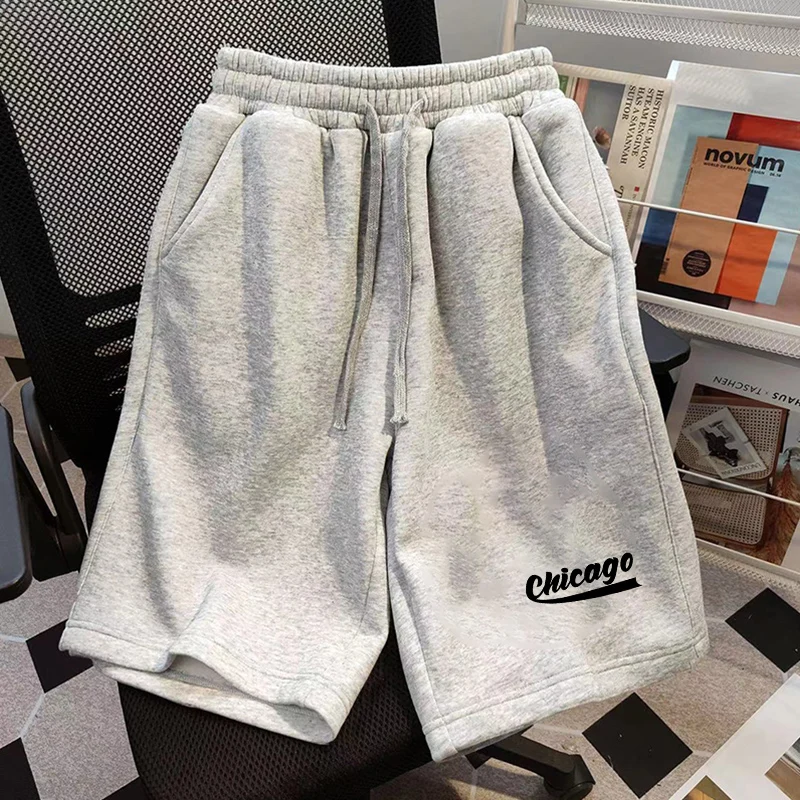 2025 Men's Summer Cotton Shorts Trendy Printed Sweatpants Couple Simple Printed Medium Pants Casual Fashion Five-point Pants