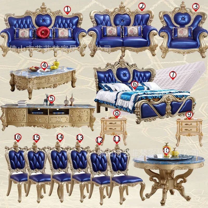 European furniture whole house set combination complete set crown high-end luxury high-end luxury villa sofa full set atmosphere
