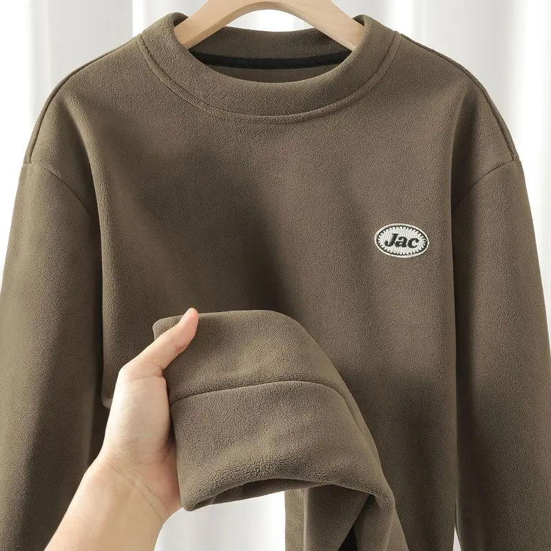 Sweat-shirt polaire sans chapeau pour femme, col ras du cou, ruban rose, manches chauve-souris, à lacets, fleur à volants, belle collection hiver