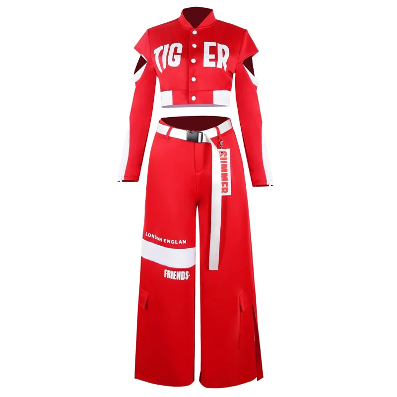 Girls Group Jazz Dance Costumes For Women Gogo Dancers Red Outfits Adult Hip Hop Dance Performance Stage Party Dress DQS15151