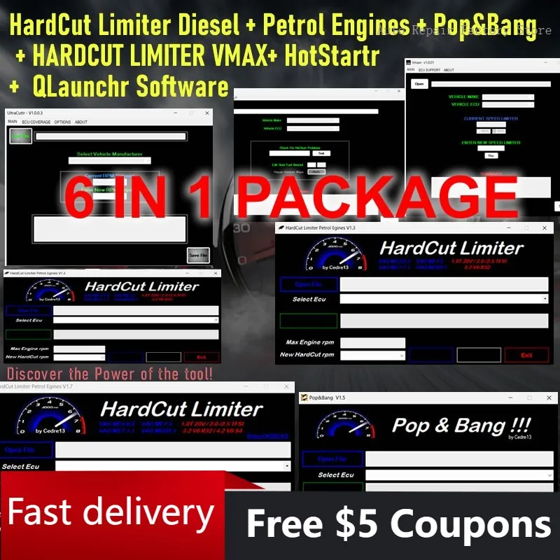 6 IN 1 PACKAGE New HardCut Limiter Diesel + Petrol Engines + Pop&Bang + HARDCUT LIMITER VMAX+ HotStartr + QLaunchr Software