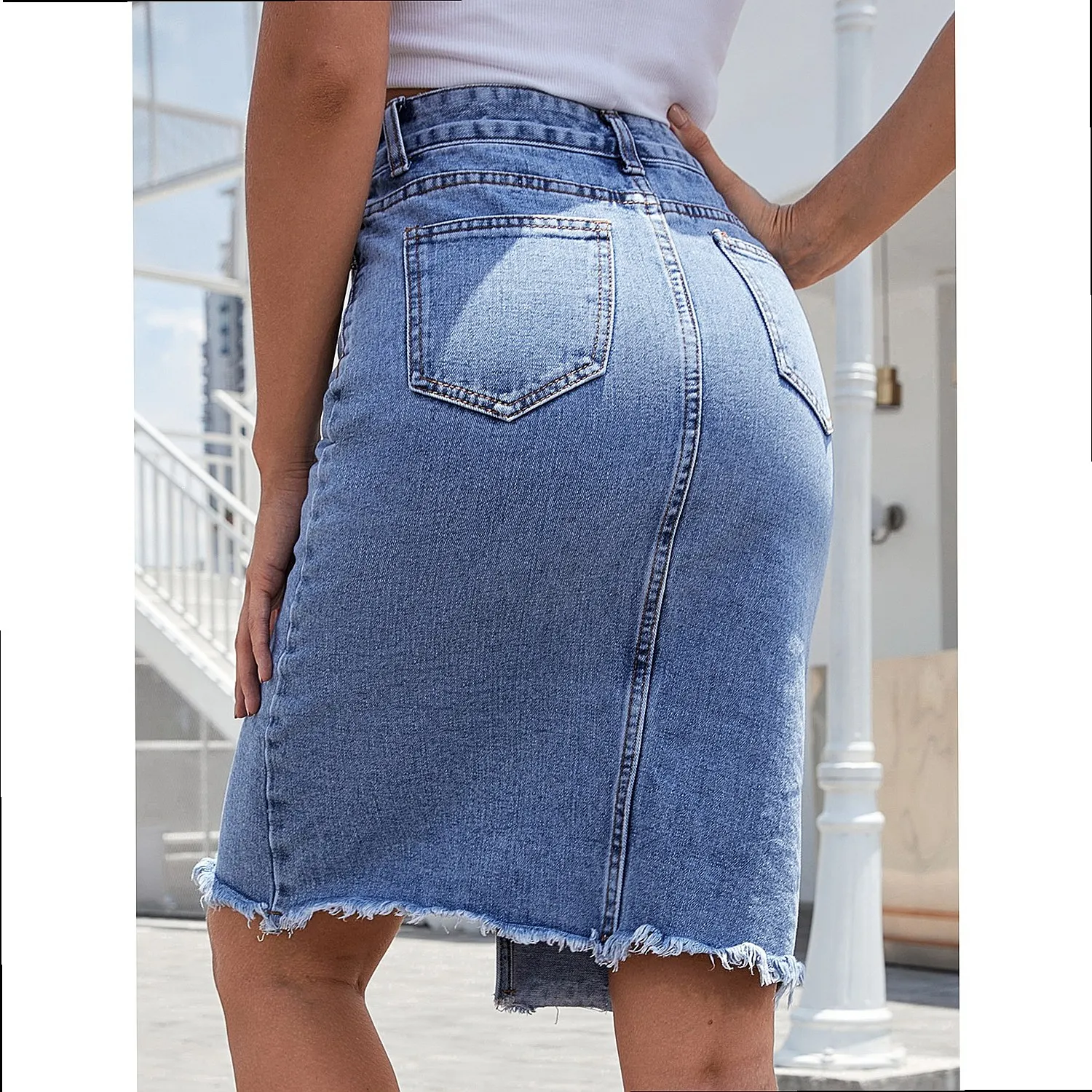 High Waist Denim Skirt Midi Bodycon Split Skirts Spring Summer Women Sexy Pencil Skirt