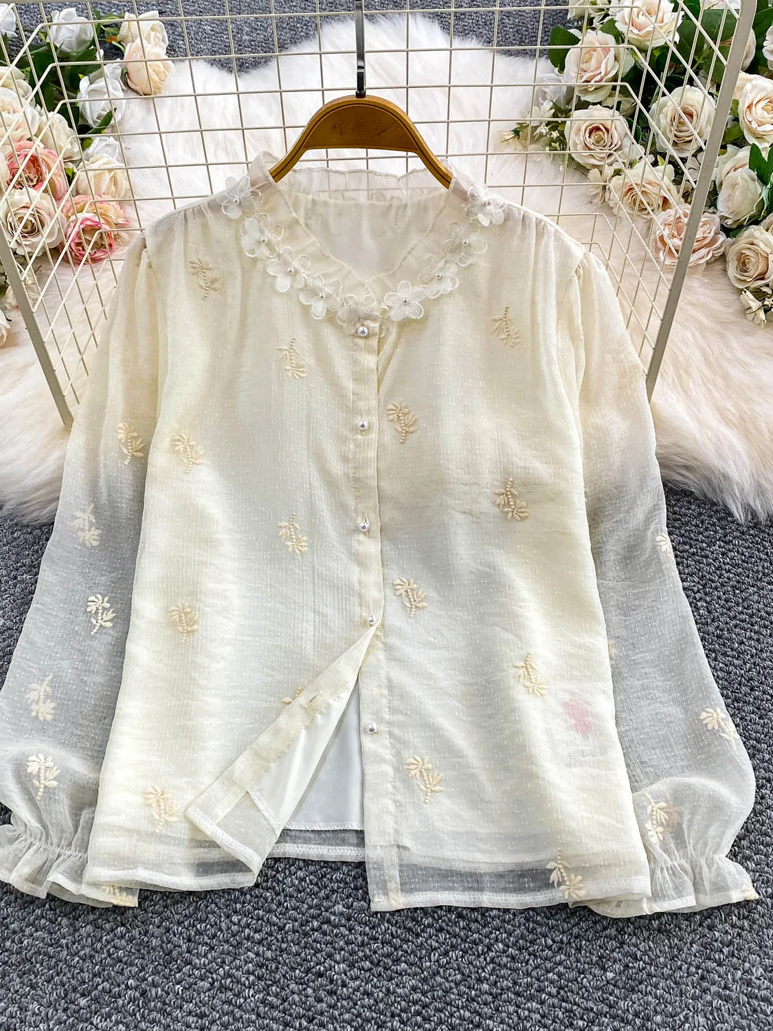 

Уникальный круглый тонкий гладкий женский осенне-зимний солнцезащитный цветочный дизайн с вышивкой, французский свободный крой, длинный све