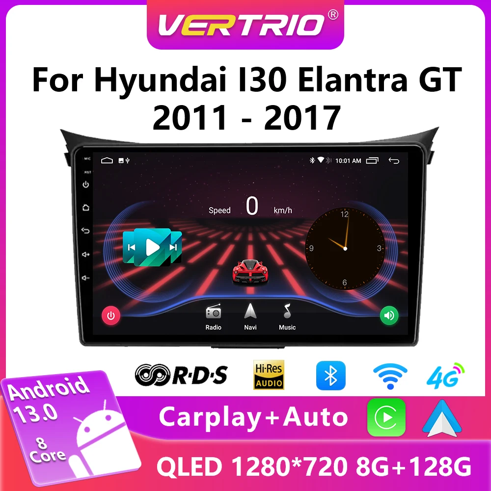 Car Radio For Hyundai i30 Grand Elantra Grant 2011 2012 2013 2014 2015 2016 2017 Android 13 Multimidia Video Player Navi Carplay