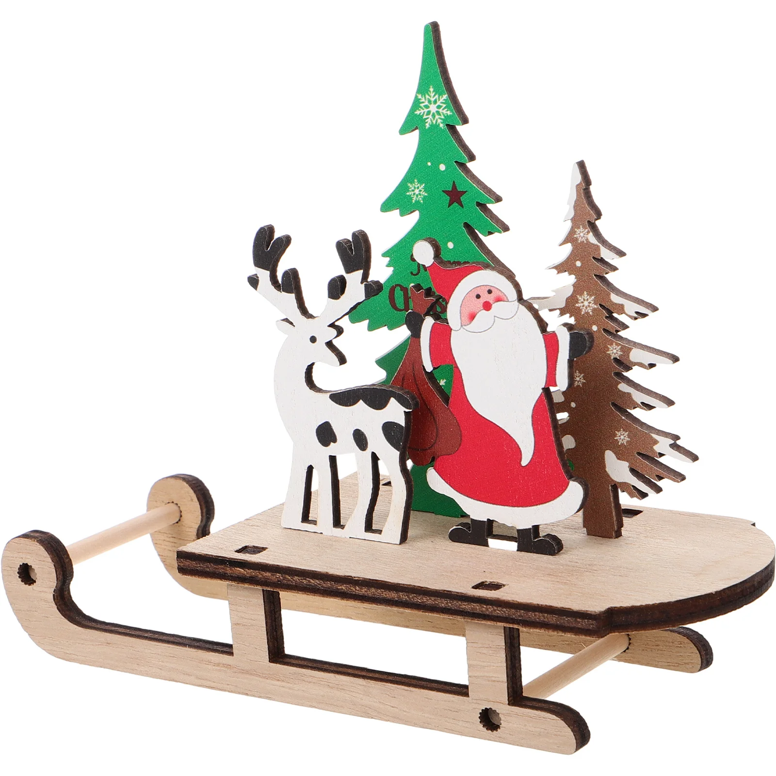 

Wooden Snowman Sled Decoration Christmas Tree Hanging Ornament Holiday Centerpiece Rustic Xmas Sleigh Winter Indoor Decor