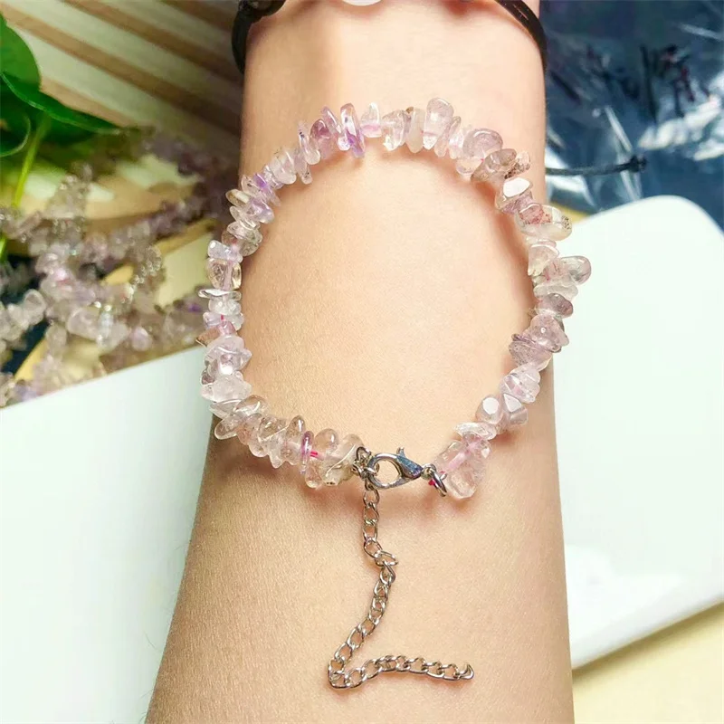 2PCS Natural Super Seven Quartz Bracelet Purple Rutilated Clear Beads Crystal For Women Men Gift