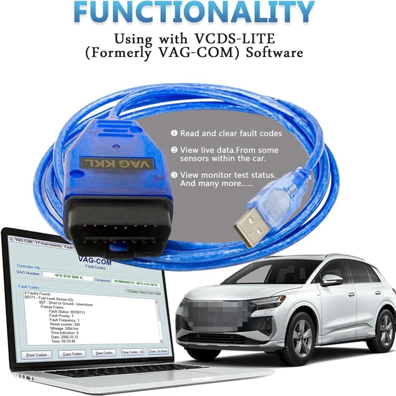 

OBD2 KKL VAG-COM 409.1 для VCDS USB-кабель для VAG VW Audi Seat Car ECU Scan Tool OBD2 к USB-кабелю для диагностики Windows