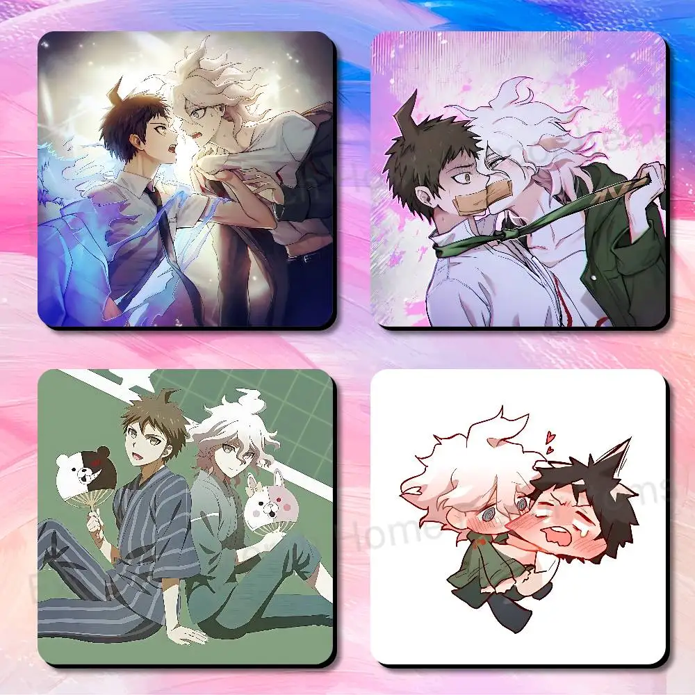 K-Komahina Nagito Hajime 75x75mm Frigerator Magnet Square Stickers Personalize Fridge Refrigerator Wall Door Decoration