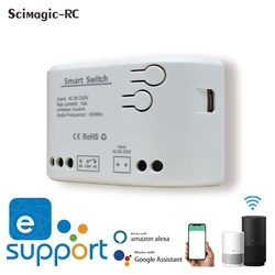 EWELINK Wifi Smart Relay Module 1CH DC7-32V 12V 24V AC 220V 433mhz Remote Control Motor Light On Off Switch Work With Alexa